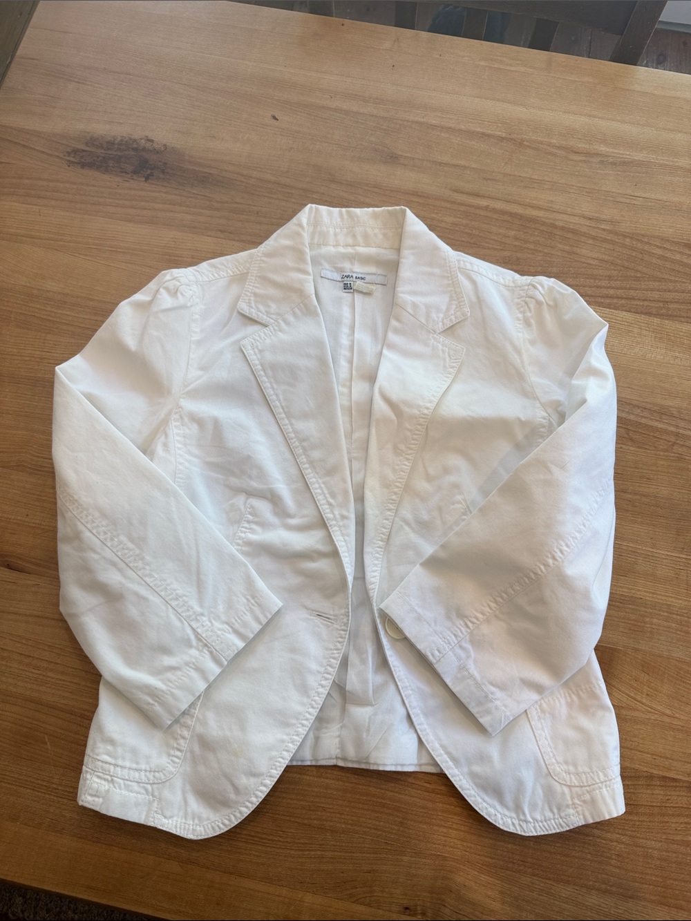 Zara Basic Women's White Crop Blazer with Cotton Lining M